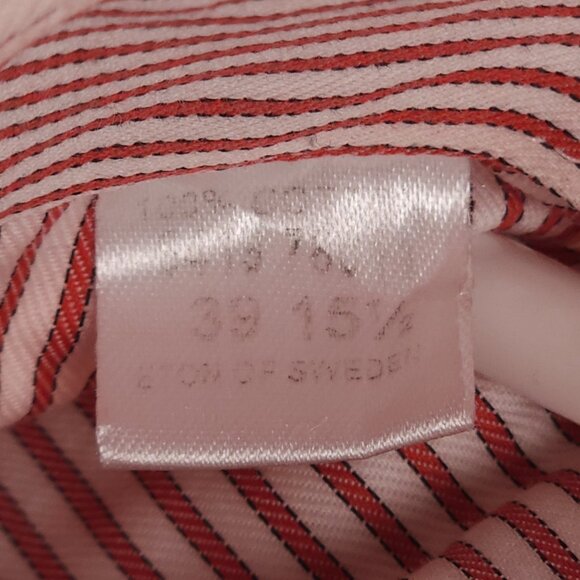Eton Wrinkle Free Striped Cotton 15.5 Red Shirt Button Up Convertible Cuff Men - Picture 13 of 16